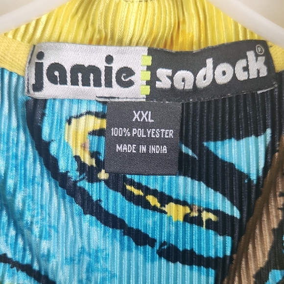 Jamie Sadock Vibrant Yellow and Blue Sleeveless Blouse - Picture 3 of 5